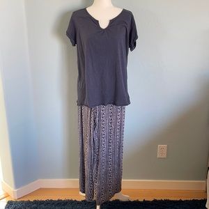Monsoon Flowy elastic band pants M w/Shirt